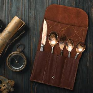 High Quality Premium Brass Cutlery Spoon Set Stainless Steel Handle Low <b>Price</b> Knife Fork Gold Color - Product Image 4