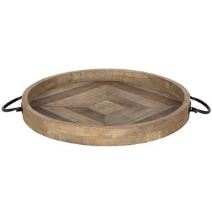 Ensemble de plateaux en bois de haute qualité de couleur blanche élégante avec forme ronde et design élégant, parfait pour le service et la décoration intérieure - Product Image 2