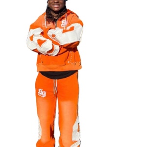 Conjunto de 2 Piezas de Ropa Deportiva con Pedrería, Sudadera Holgada y Pantalones Deportivos Anchos - Product Image 1