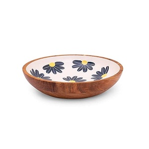 Top quality best design enamelware <b>bowl</b> <b>set</b> made of mango wood premium quality wooden <b>bowl</b> with enamel work supplier from India - Product Image 4