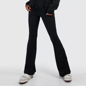 Conjunto de 2 piezas de chándal informal para mujer con logotipo personalizado en blanco liso para entrenamiento Fitness, mallas acampanadas, chaqueta y pantalón acampanado - Product Image 4