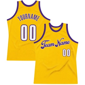 Maillot de basket-ball en maille 100% polyester imprimé sur mesure, jaune, pour nom, numéro, tenue d'équipe, uniforme de sport sans manches pour adultes - Product Image 1