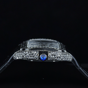 Negro VVS Moissanite Reloj de moda de negocios de lujo Movimiento de cuarzo Acentos de diamantes Acero inoxidable 20mm 5mm Pantalla de fecha Unisex - Product Image 6