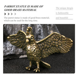 Escultura de Loro Dorado Volador de Latón Fundido, Decoración de Jardín para el Hogar, Loro de Lujo en Miniatura, Decoración de Interiores, Pequeña Estatua - Product Image 2