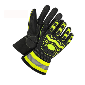 Guantes DE TRABAJO resistentes de cuero de grano de piel de vaca TPR Knuckles Long Hi Vis Reflective Cuff Guantes DE SEGURIDAD Alto rendimiento Anti corte - Product Image 1