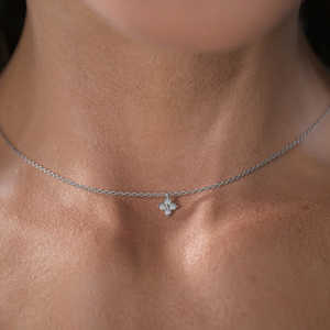 Elegant Four Stone Round Cut Moissanite Pendant on 925 <b>Silver</b> Necklace Fancy Necklace with Unique Design - Product Image 4