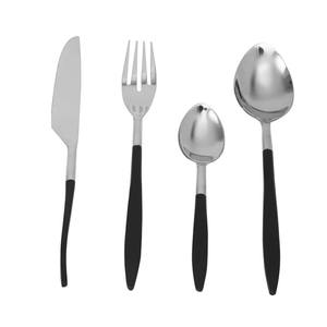 Fournisseur indien de confiance d'un ensemble de couverts de taille personnalisée et durable avec poignée en émail noir, cuillère, couteau, fourchette, ensemble de couverts de 4 pièces - Product Image 1