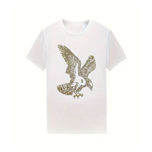 T-shirt à manches courtes en coton de haute qualité, streetwear d'été, surdimensionné, transfert thermique, strass, impression numérique - Product Image 6