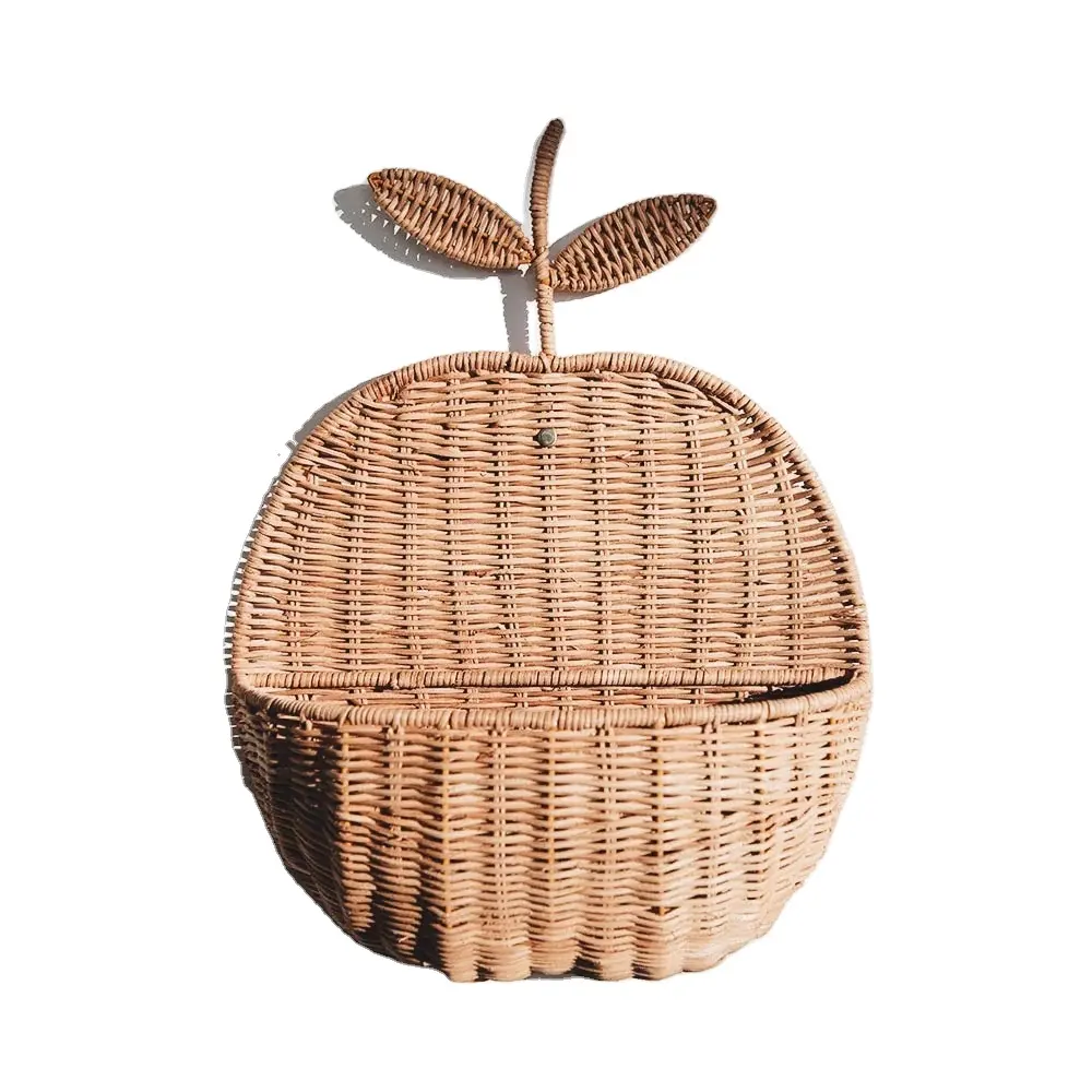 Eco Friendly Apple Wall Basket Pocket Basket Decoration for Home, Hanging flower basket