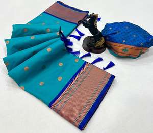 Fabricantes de Saris de Seda Paithani Kalanjali Narayanpet en India: Ropa Casual Reversible para Bodas y Diwali - Product Image 4