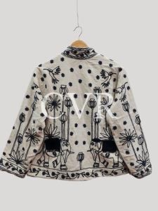 Veste en coton brodée à la main à motifs floraux, col mandarin, manches longues, style chinois, vêtement d'extérieur décontracté pour adultes, tenue de printemps - Product Image 3