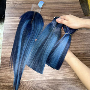 Paquetes de cabello de mezcla de colores súper doble dibujado con cierre de hueso recto crudo Remy vietnamita mujer paquetes de cabello humano con cierre - Product Image 1