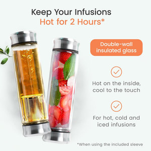 Ekocian Tasse de voyage en verre à double paroi avec filtre en acier inoxydable étanche pour thé en vrac et infusé de fruits Pure <span class=keywords><strong>Zen</strong></span> - Product Image 4
