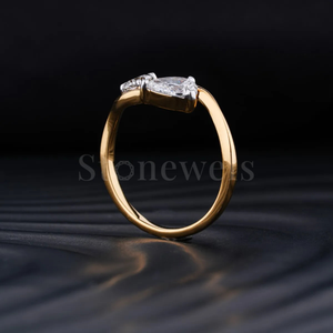 Anillo de lujo de oro y plata Original Eternal Bond Toi et Moi con diamantes naturales cultivados en laboratorio de moissanita de corte redondo y pera para mujer - Product Image 5