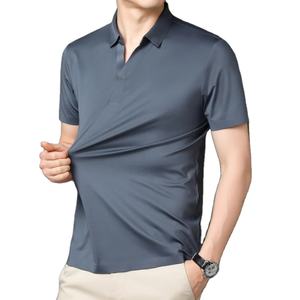 เสื้อยืดแขนสั้นผู้ชายทรงธุรกิจลำลอง ผ้าเจอร์ซีย์เนื้อแน่น ยืดหยุ่น คุณภาพสูง ไร้ตะเข็บ คอวี ไซส์ใหญ่พิเศษ M-4XL - Product Image 5