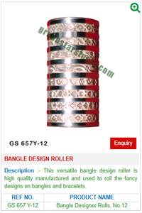 Bangle Designer Rolling Mill Pattern <b>Rolls</b> No 12 Jewelry Making <b>Tools</b> Goldsmith <b>Tools</b> Steel | Item No GS-657Y-12 - Product Image 2