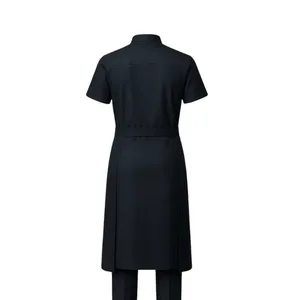 Uniforme de hostelería azul marino con cinturón y mangas 3/4 - Product Image 3