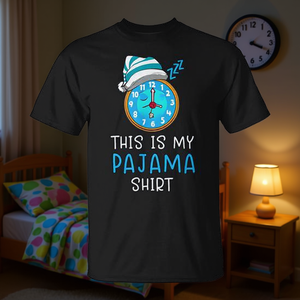 Questa è la mia maglietta da pigiama con design a forma di orologio per la notte, maglietta per dormire - Product Image 4
