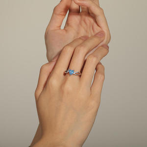 Bague de promesse Jeulia personnalisée en zircon taille ovale, argent sterling plaqué rhodium, anniversaire - Product Image 5