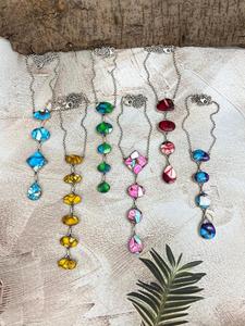 สร้อยคอหินหลายชิ้นทำด้วยมือเงินสเตอร์ลิงพร้อมอัญมณีหลากสีเครื่องประดับช่างฝีมือสำหรับผู้หญิงและเด็กผู้หญิง - Product Image 3