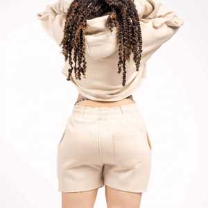 <b>Women</b> Crop Top Fleece Short <b>2</b> <b>piece</b> <b>Set</b> - Cozy and Comfortable Loungewear Perfect for Casual Wear and Relaxing at Home - Product Image 6