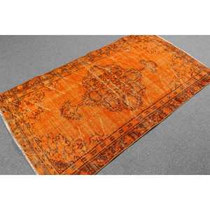 Tapis turc vintage, tapis de 3,5 x 6,3 pieds, tapis marocain orange brun - Product Image 2