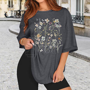 T-shirt décontracté pour femme en coton 100% tricoté respirant pour l'été, taille plus, uni, fabriqué au Pakistan - Product Image 5