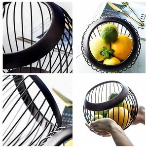 Cesta de fruta de metal de hierro resistente para mesa con revestimiento resistente al óxido perfecto para uso en la cocina de larga duración - Product Image 5