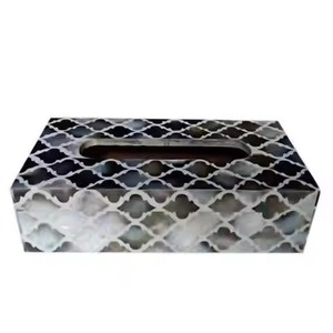 Boîte à mouchoirs élégante en marbre et nacre Porte-serviettes Style attrayant Dessus de table Boîte à serviettes décorative - Product Image 6