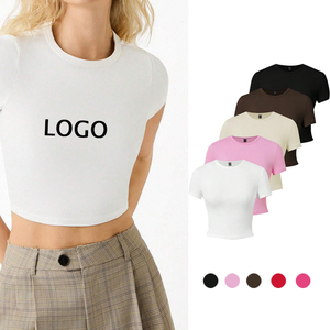 Camiseta de verano, camisetas cortas, camiseta de bebé Y2k, camiseta Sexy fina en blanco para mujer, camiseta transpirable lisa de algodón 100% 2025 - Product Image 1