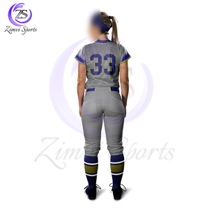 Avec prix de gros Logo personnalisé de la plus haute qualité en gris avec produit respirant de couleur bleue Uniforme de softball unisexe - Product Image 3