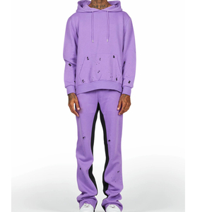 Purple men printed <b>hoodie</b> and jogger tracksuit stylish streetwear casual fashion gym workout activewear comfortable sport outfit - Product Image 6