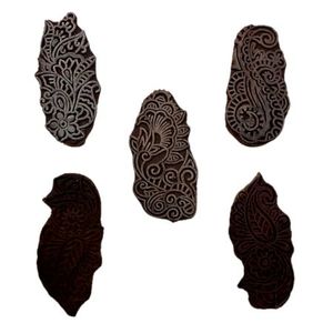 Mélange de blocs d'impression en bois fait à la main, artisanat Textile marron, Saree, tissu, timbre en toile, indien Floral en ligne, nouveau Design WB-1612/11390 - Product Image 1