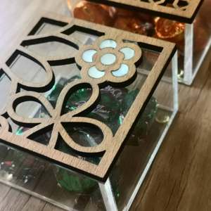 Custom Engraved Acrylic <b>Gift</b> Box with Handmade Mother <b>of</b> Pearl Inlay Top Ideal for Festive <b>Chocolate</b> Dry Fruit & Candy Packaging - Product Image 3