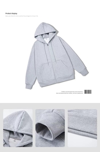 Sweat à capuche 100% en coton noir pour homme en tissu polaire - Product Image 4