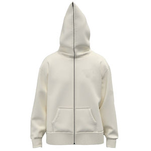 Wholesale Customized Cotton Fleece Full <b>Zip</b> <b>Hoodies</b> Quick Dry <b>Black</b> Graphic Drop Shoulder Zipper-<b>up</b> for Winter - Product Image 1