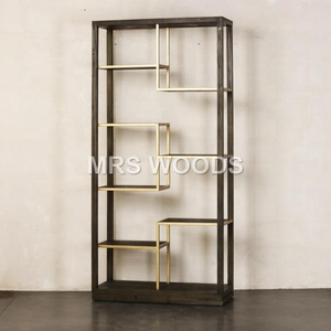 MRS WOODS Étagère de bureau moderne en or en bois naturel pour meubles de <span class=keywords><strong>bibliothèque</strong></span> Étagère à 4 étages personnalisée - Product Image 3