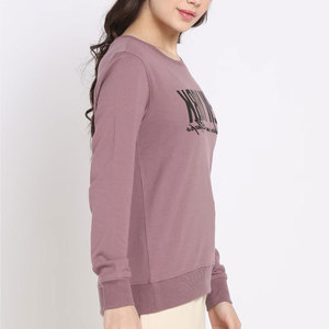 Sweat-shirt à col rond pour femme, violet, New York Fashion Never Sleeps, coupe classique, tricoté en mélange de coton, pour l'automne - Product Image 3