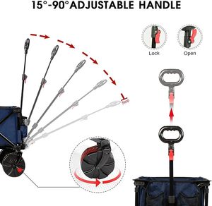 THCW10290-Carro de playa plegable para compras al aire libre con ruedas de 8 "y mango ajustable, azul - Product Image 3