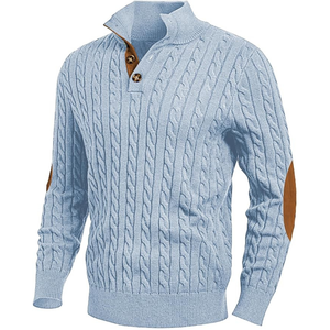 Pull en maille torsadée à col rond pour homme, coupe ajustée, manches longues, anti-rétrécissement, couleur unie, personnalisé - Product Image 6