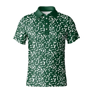 Vente en gros T-shirt de golf pour hommes Chemise à col imprimé personnalisé en polyester spandex extensible dans les 4 sens - Product Image 4