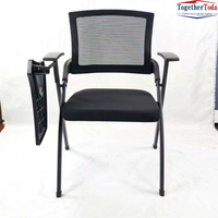 Chaise de bureau exécutive avec accoudoirs pliables, structure en plastique et en acier, idéale pour les réunions de personnel et la réception des visiteurs