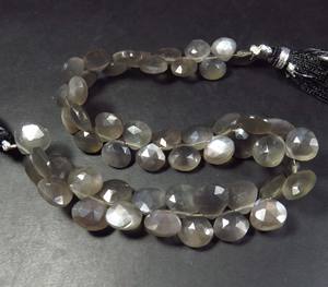 Cuentas de corte facetadas de piedra lunar gris, 8 hebras, 7-9,5mm, piedras preciosas naturales, corazón, grado superior, 90 CTS, diámetro de agujero suelto, 0,45-0,50mm para - Product Image 6