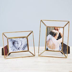 Set of 2 Luxury Metal <b>Photo</b> <b>Frames</b> with <b>Glass</b> Cover for Home Decoration and Desk Tabletop Display - Product Image 1