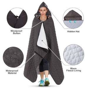 ผ้าห่มมีฮู้ดผ้าฟลีซกันน้ำขนาด82 "X55" พร้อมคุณสมบัติกันลม - Product Image 5