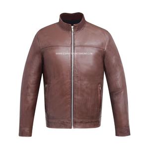 High Street 100% Genuine Sheep Leather Winter Jacket Sherpa Lining Breathable <b>Viscos</b> Zipper Closure Stand Collar Manufacturer - Product Image 2