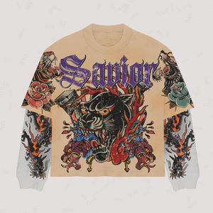 Sweat-shirt pour homme personnalisé OEM, streetwear d'hiver, entièrement imprimé, strass, tissu en polaire gaufré multicouche, impression sérigraphique, coloré - Product Image 1