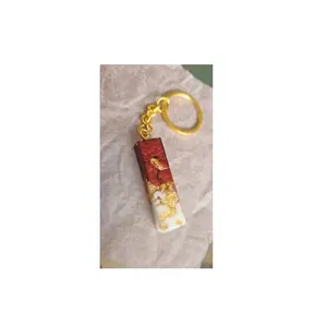 树脂钥匙链钥匙圈钱包手提包腰托配件红色和金色带简单钥匙圈设计项目礼品用途