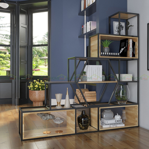 Rubber Wood Ladder <b>Shelf</b> 180x34x180cm for Home Decor KTB68054 - Product Image 3