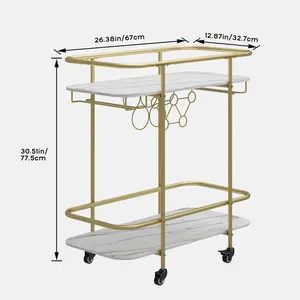 Handmade Industrial Ceramic Eco-Friendly Restaurant Service Trolley Premium <b>Golden</b> Rolling <b>Bar</b> Organizer Cart Plated Zahid safe - Product Image 4